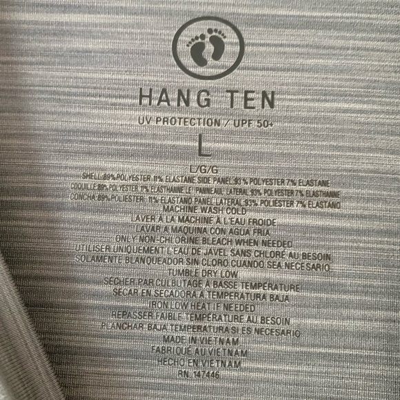 Hang Ten Heather Gray Long Sleeve Sun Tee UPF 50+ Quick Dry Size Large - Picture 3 of 10